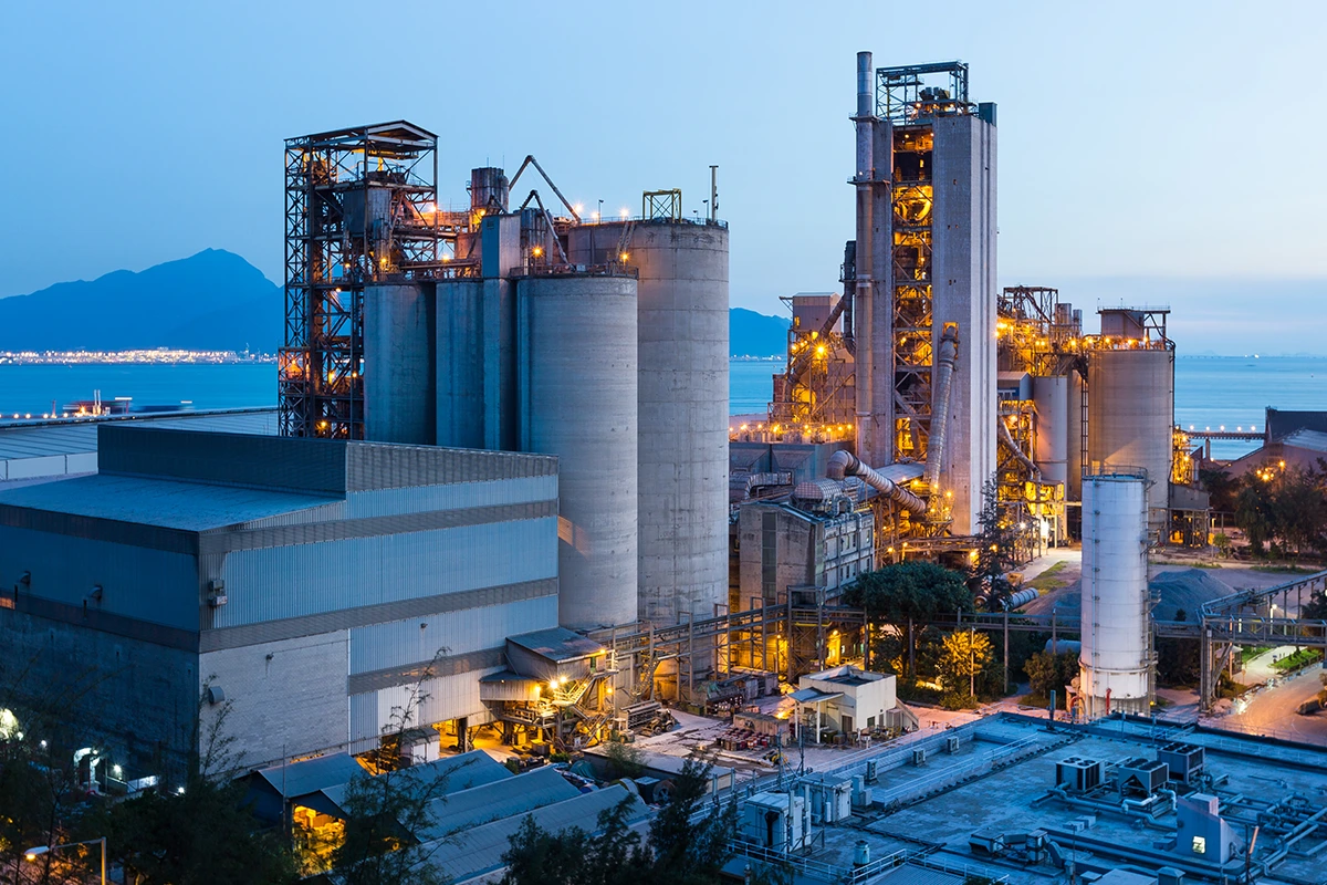 manufacturing plant at night