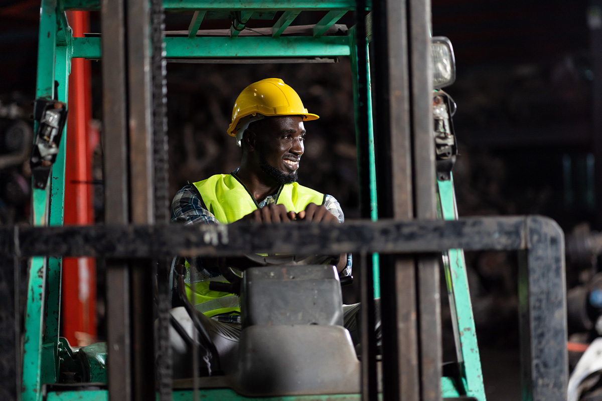 man on forklift